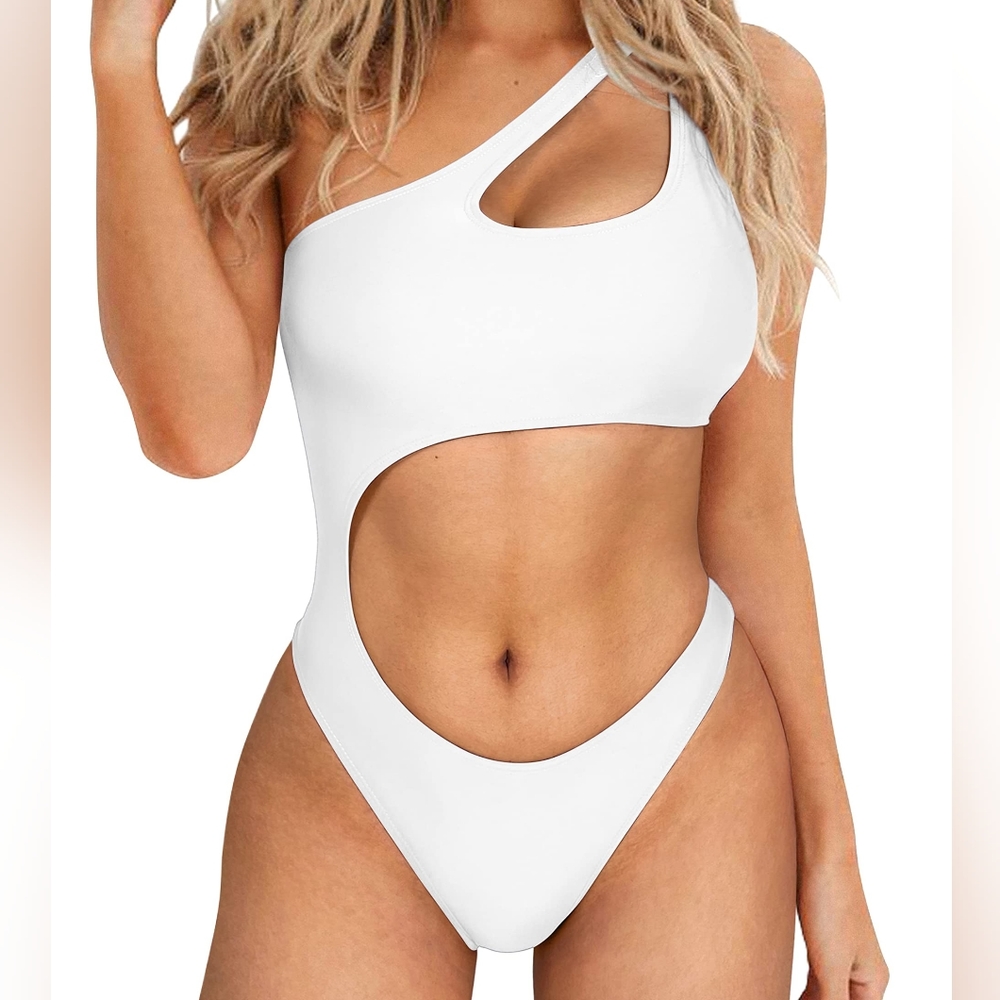 New White Sexy Swimsuit One Shoulder Cutout Bathing Suit‎ 197 New Size S